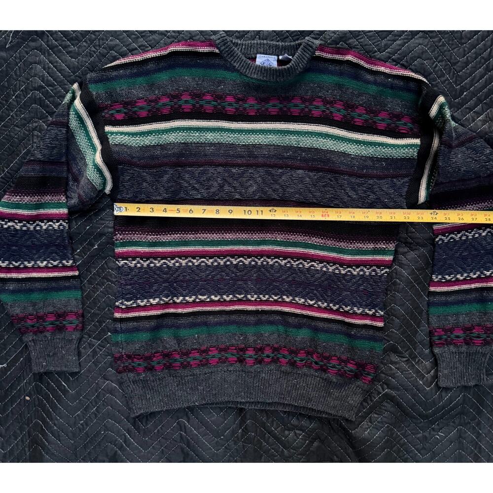 Vtg 80s 90s Cambridge‎ Classic Unisex Knit Sweater Geometric Grandpa Core Lg - Picture 4 of 5